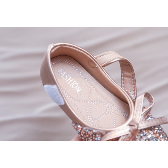 Girls Party Wear Rhinestone Bellies Shoes - Golden Color | at Sonamoni BD