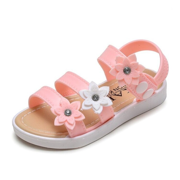 Girls Soft Fashionable Sandals with Flower Applique - Peach Pink | at Sonamoni BD