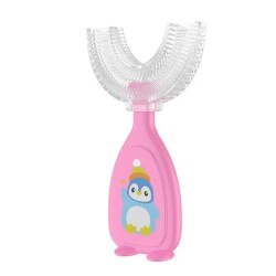 Manual Children's U-Shaped Silicone Toothbrush - Pink