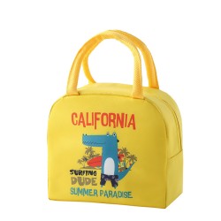 Premium Lunch Bag with Inner Foil Cover Dinosaur Printed - Yellow