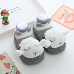 Baby Anti Skid Leather Sock Shoes - Gray lamb