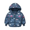 Kids Full Sleeves Velvet Hooded Fashion Heavy Winter Jacket - Dinosaur deep blue | at Sonamoni BD