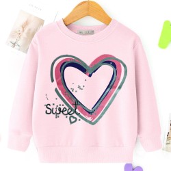Baby Sweat Shirt Love Printed-Light Pink Color