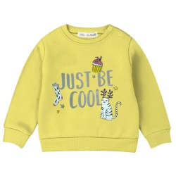 Baby Full Sleeve Sweat Shirt- Cat Yellow Color