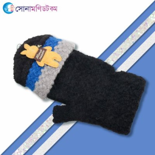 Kids Woolen Gloves-Black