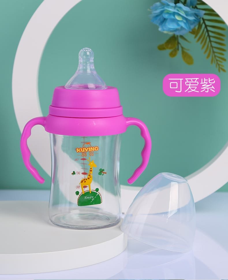 180ML-Wide-Caliber-Glass-Baby-Feeding-Bottle-With-Handle-Baby-Feeder-Purple-Giraffe