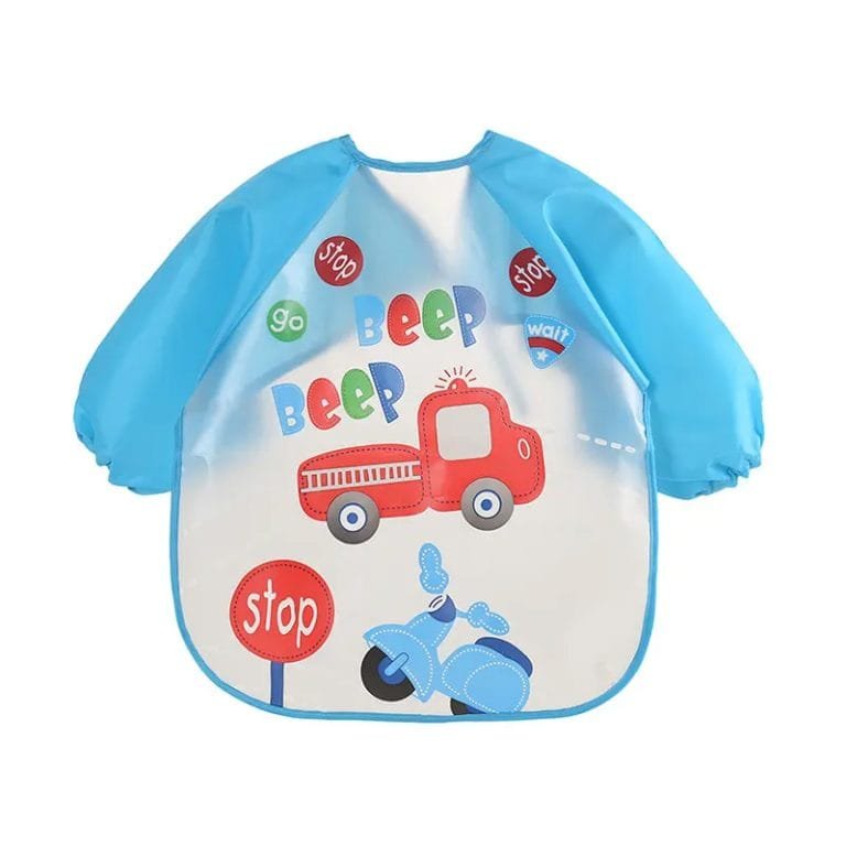 Silicon-Waterproof-Bib-for-Children-Red-Car-Beep