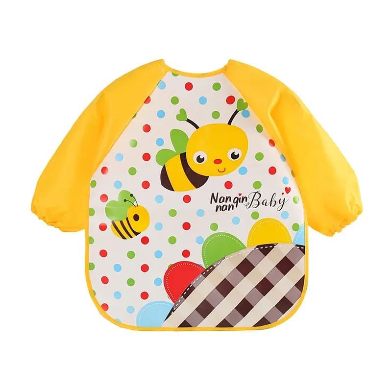 Silicon-Waterproof-Bib-for-Children-Yellow-Bee-Print