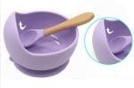 High-Quality-Food-Graded-Non-Slip-Baby-Silicon-Bowl-and-Spoon-Set-Wood-Suction-Purple-Color-2