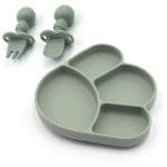 Morandi-s-Strap-Suction-Plates-With-Spoon-Set-High-Grade-Suction-Avocado-Green-Color-More-Thikness