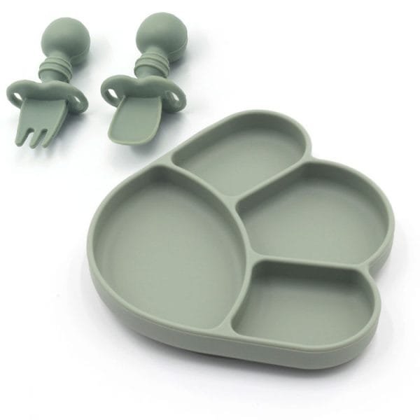 Morandi-s-Strap-Suction-Plates-With-Spoon-Set-High-Grade-Suction-Avocado-Green-Color-More-Thikness