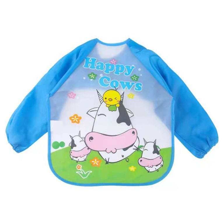 Silicon-Waterproof-Bib-for-Children-Blue-Cow