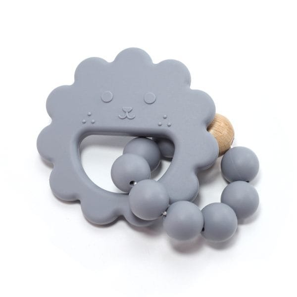Silicone-Flowered-Teether-Bracelet-Dark-Gray-Color