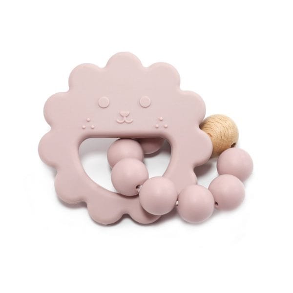Silicone-Flowered-Teether-Bracelet-Leather-Pink-Color