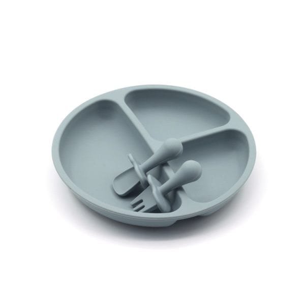 Silicone-Round-Dinner-Plate-Set-with-Matching-Small-Spoon-and-Fork-Blue-Wood-Color