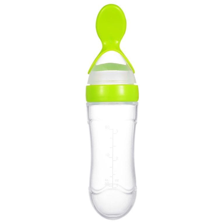 Silicone-Squeezing-Spoon-Feeder-Bottle-90-ML-for-Baby-Rice-Paste-Green-Color