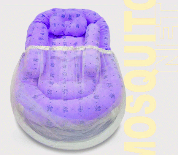 Soft-Premium-Quality-Baby-Mosquito-Net-with-Bed-and-Pillows-Purple-Colour