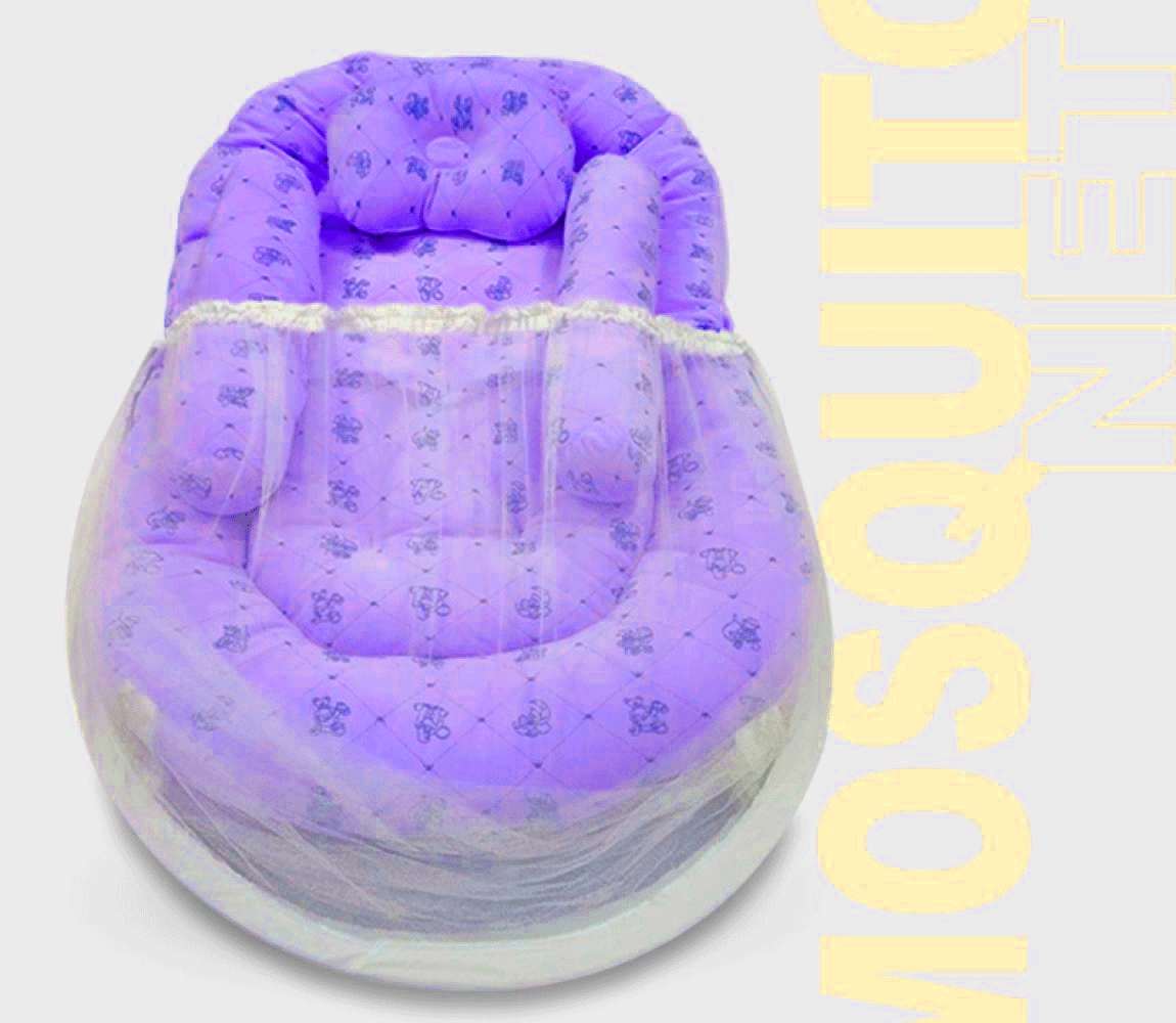 Soft-Premium-Quality-Baby-Mosquito-Net-with-Bed-and-Pillows-Purple-Colour