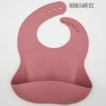 Stylish-Waterproof-Baby-Feeding-Bibs-with-Catcher-Pocket-Brick-Red-Color