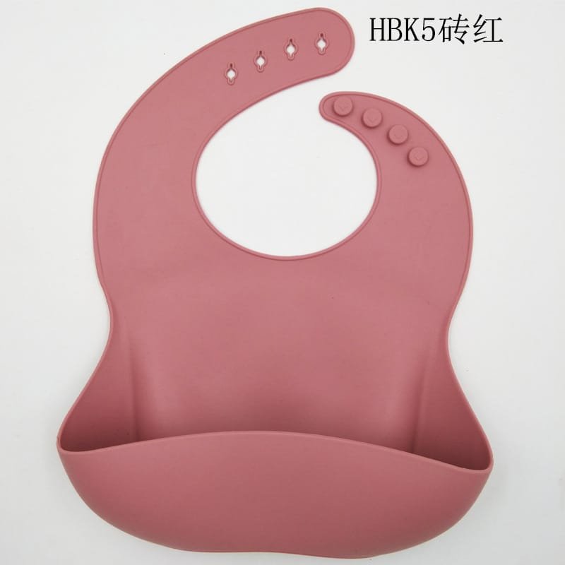 Stylish-Waterproof-Baby-Feeding-Bibs-with-Catcher-Pocket-Brick-Red-Color