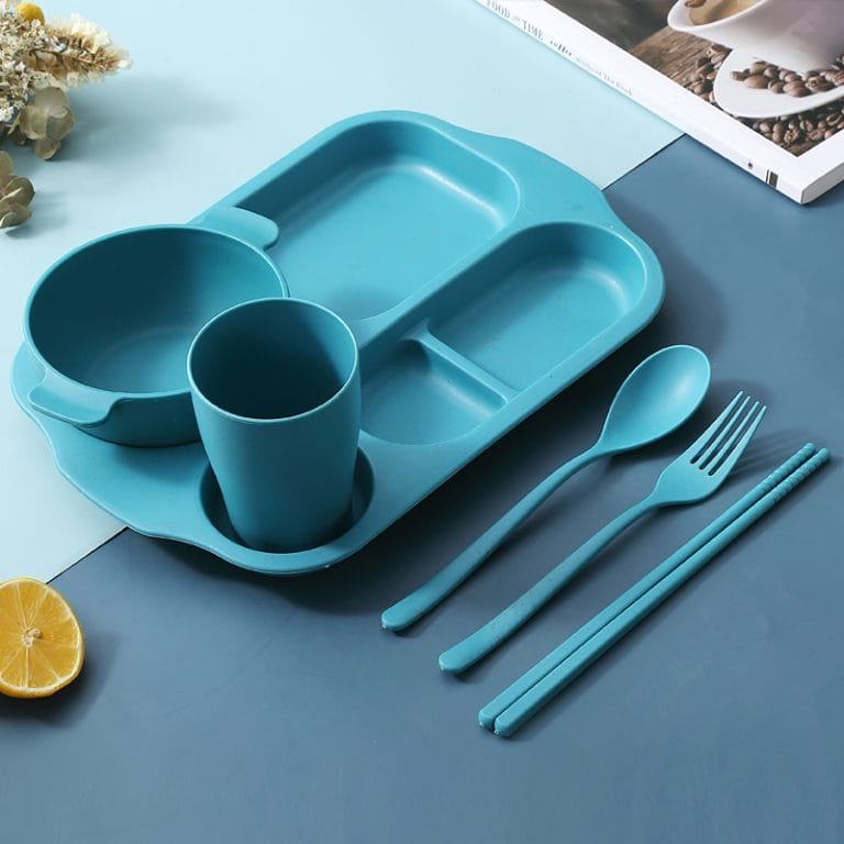 kids-bowl-spoon-6-pcs-set-with-rice-plate-water-cup-and-spoon-set-green-set