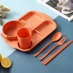 kids-bowl-spoon-6-pcs-set-with-rice-plate-water-cup-and-spoon-set-orange-set