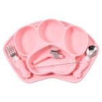 highly-silicone-glue-feeding-dish-spoon-straw-infant-eating-training-pink