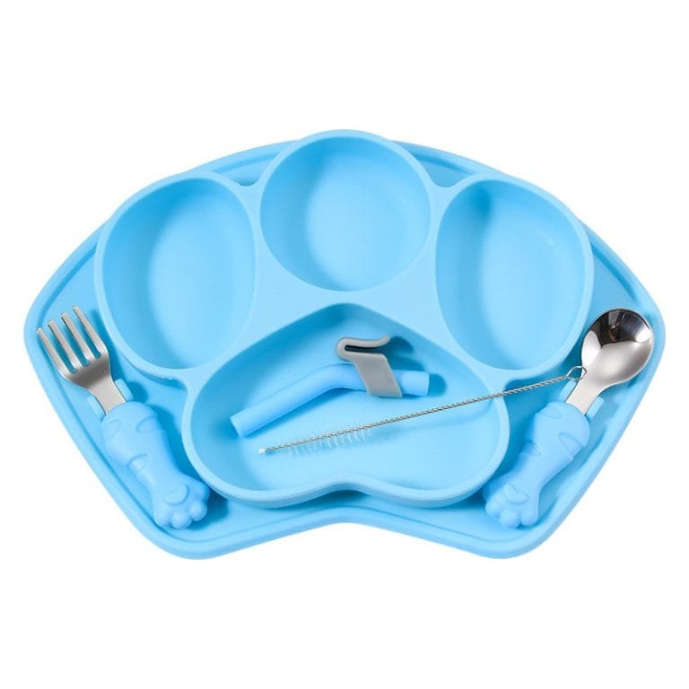highly-silicone-glue-feeding-dish-spoon-straw-infant-eating-training-skyblue