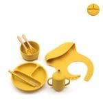 scandibite-silicone-dinner-set-with-children-s-eating-bib-8pcs-set-special-edition-ginger-yellow-color