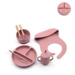 scandibite-silicone-dinner-set-with-children-s-eating-bib-8pcs-set-special-edition-rose-color