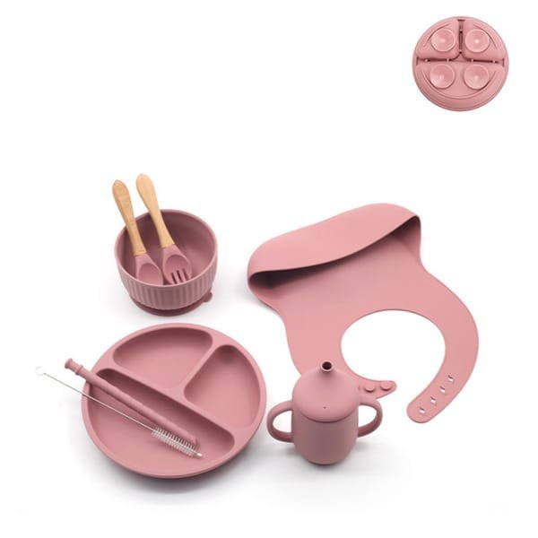 scandibite-silicone-dinner-set-with-children-s-eating-bib-8pcs-set-special-edition-rose-color