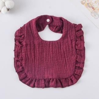 Korean Style Baby Feeding Bib | 0-1 Year | Solid burgundy