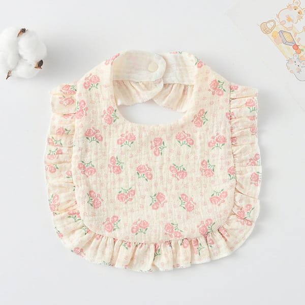 Korean Style Baby Feeding Bib | 0-1 Year | pink rose