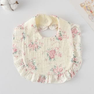 Korean Style Baby Feeding Bib | 0-1 Year | rouge flower (Copy)